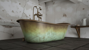 Bañera de cobre grabada, bañera de cobre lisa, bañera de cobre con patrón, bañera de cobre texturizada, bañera de cobre martillada a mano, bañera decorativa - Product Image 2