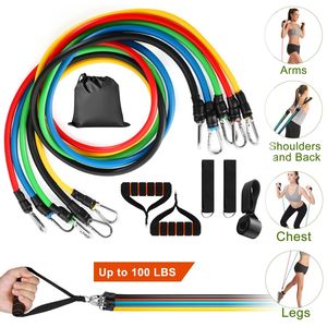 Set di fasce per allenamento Fitness da 11 pezzi, tubi di resistenza da 100 libbre, maniglie di ancoraggio per la caviglia, cinturini per allenamento fisico, Yoga - Product Image 4