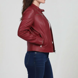 Vestes en cuir courtes pour femmes, vêtements d'extérieur tendance, vestes en cuir courtes de qualité supérieure pour femmes en vente à bas prix - Product Image 4