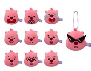 Lindo llavero de mosquetón con forma 3D de personaje de peluche rosa, colgante de dibujos animados suave y pequeño para bolso, regalo - Product Image 1