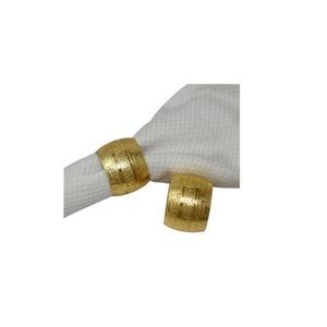 Luxury Modern Gold Textured Pattern Aluminum Durable Customizable Napkin Ring Set Eco-Friendly Decorative <b>Table</b> Accessory - Product Image 1