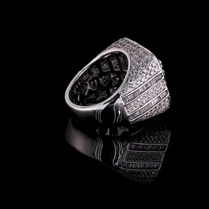 Anillo de Compromiso con Diamantes Moissanite de Corte Baguette y Redondo, Plata de Ley 925, Anillo de Diseño, Regalos de Boda para Él, Joyería Hip Hop - Product Image 5