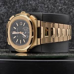 Reloj de Hombre Premium en Oro Rosa, Bisel Octagonal, Cronógrafo, Mecánico, Correa de Acero, Luminoso, Deportivo y de Lujo - Product Image 3