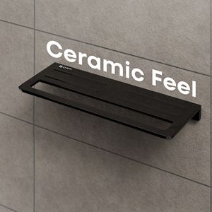Estante Flotante Negro para Toallas de Baño y Barra Colgante Multifuncional, Organizador Minimalista de Toallas de Baño Montado en la Pared - Product Image 2