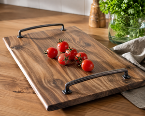 Plateau rectangulaire en bois de haute qualité avec poignée en métal Plateau en bois décoratif pour table basse Plateau de décoration rustique pour la maison - Product Image 4