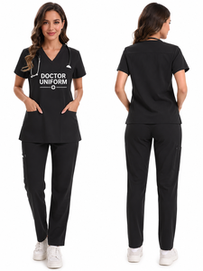 Pantalón Largo de Rayón con Diseño Personalizado para Mujer, Elástico, Estilo Western, Pierna Ancha, Tipo Jogger, Uniforme de Trabajo, Parte Inferior Casual - Product Image 1