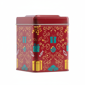 กระป๋องชาเหล็กสี่เหลี่ยมสำหรับของขวัญเทศกาล บรรจุภัณฑ์ช็อกโกแลตและลูกอม - Product Image 1