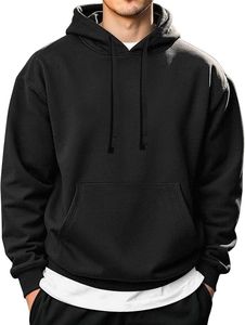 Unisex Beige Hooded Sweatshirt Oversized Fit French Terry Casual Pocket Autumn Wear Knitted Solid Color Regular Sleeve - Product Image 5