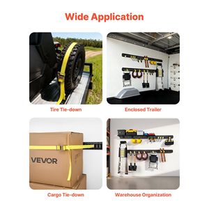 Kit de rails de fixation E-Track de 2,35 m (7,7 pi) avec 2 sangles à cliquet, 8 anneaux en O, 8 attaches de fixation et 8 embouts pour le contrôle de la cargaison dans les garages et les remorques - Product Image 6
