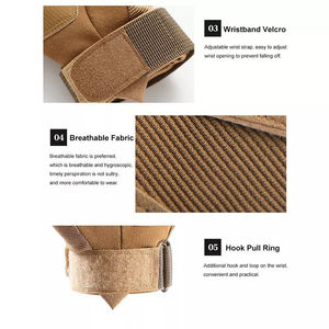 Gants tactiques demi-doigts 2026 pour l'alpinisme et l'entraînement en extérieur, respirants, antidérapants, en cuir, fabriqués au Pakistan - Product Image 6