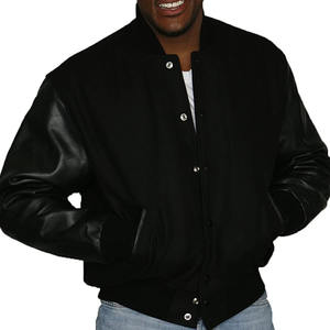 Chaqueta de Béisbol Estilo Universitario para Hombre, de la Mejor Calidad, con Cuerpo de Lana y Mangas de Cuero, OEM/ODM - Product Image 6