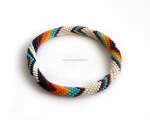 Multicolor Seed Beads Charm Stretch Bracelet Tubular Roll Design Tribal Boho Luxury Fashion Jewelry Gift Wholesale Custom Beaded - Product Image 2