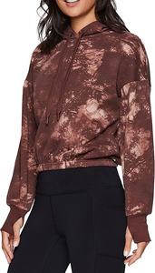 Sweat-shirt à capuche court imprimé molletonné avec trous pour les pouces, nouveau Style pour femmes - Product Image 3