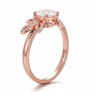 CARATOVA DIAMONDS 18K Rose Gold Diamond Leaf Vine Hiphop <b>Ring</b> Wedding <b>Stacking</b> Bridal Anniversary Engagement Women Trendy Party - Product Image 4