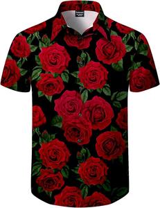 Camisa Floral de Verano para Hombre, Manga Corta, Estampado Tropical Hawaiano, Casual de Playa, con Botones, Colorida, para Vacaciones - Product Image 4