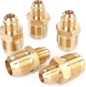 Adaptador de Latón de Alta Calidad para Gas, Conexión de Unión Media con Abocardado SAE de 45 Grados, 3/8" Abocardado x 3/8" Abocardado, Conexiones Macho Hexagonales para HVAC - Product Image 3