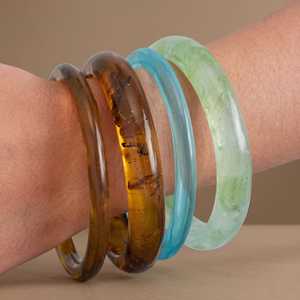 Handmade Clear Amber <b>Jade</b> Resin <b>Bangle</b> Stackable Colorful Acrylic Resin Craft Thin Round Cuff Bracelet Jewelry Wholesale - Product Image 6