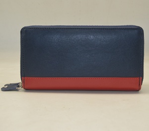 Women's Fashionable Large Capacity Long Wallet Genuine Leather RFID Zipper <b>Purses</b> Button Closure Polyester Lining Coronet - Product Image 6