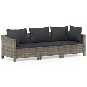 3-Piece Gray Poly <b>Rattan</b> Patio Lounge Set with <b>Cushions</b> Garden Sets - Product Image 2