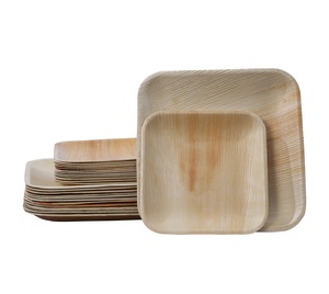 Rustic Areca Palm Leaf Plates <b>Disposable</b> Eco Friendly Dinnerware Set For Garden Party Events Natural Compostable Bio <b>Tableware</b> - Product Image 2