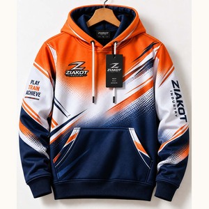Wholesale Direct Ziakot Industry Custom Stitched <b>Orange</b> White-Brown Fade Fashion Sports Pullover <b>Sweatshirt</b> Hoodie - Product Image 2