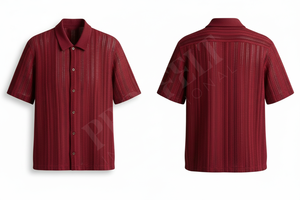 Chemises habillées décontractées à manches courtes boutonnées sur mesure, motif rayé personnalisé, confortables et élégantes pour l'été – Vente en gros - Product Image 2