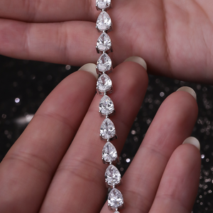 Pulsera de tenis chapada en oro de 18 quilates con diamantes cultivados en laboratorio de corte brillante pera de 0.30 quilates para mujer, joyería de boda - Product Image 6