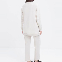 Ensemble de sport décontracté musulman pour femme, haut long, pantalon et hijab à capuche boutonné, en tricot respirant, couleur unie, style modeste islamique