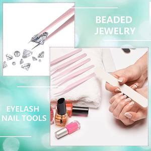<b>Pink</b> Stainless Steel Eyelash Tweezers <b>Set</b> Precision Tip for Eyelash Extension <b>Tools</b> with Case - Product Image 4