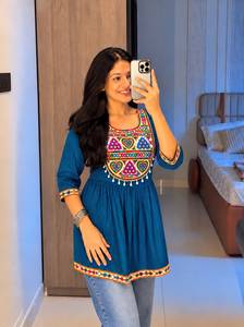 Pink <b>Embroidered</b> Indian Pakistani Top Azari Style Pullover <b>Tunic</b> Ethnic Fashion <b>Tunic</b> for Festival Wear Real Mirror Work Top - Product Image 5