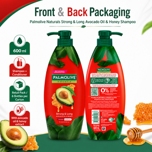 Champú Palmolive Naturals Fuerte y Duradero con Aceite de Aguacate y Miel 600ml |   2 en 1 para Cabello Débil - Product Image 4