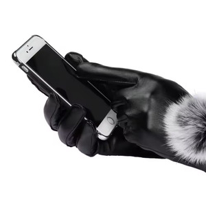 SalvaLeather Leather <b>Touch</b> <b>Screen</b> <b>Gloves</b> Wrist Length Silk Lined Winter Plain Style Daily Use Outdoor & Party Use - Product Image 4