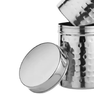 Stainless Steel Spice Jars <b>Set</b> with Hammered Finish Durable Metal <b>Canisters</b> for Kitchen Storage - Product Image 2