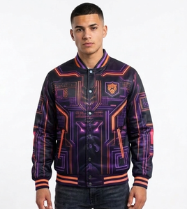 Chaqueta Bomber de Satén Verde para Hombre, Chaqueta Varsity Sublimada, Cierre de Cremallera, Manga Regular, Logotipo Frontal Personalizado - Product Image 5