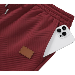 Men's <b>Red</b> Knitted Tracksuit Set Crew Neck Solid Color Casual Wear Breathable Autumn Season Spandex Cotton <b>Material</b> - Product Image 4