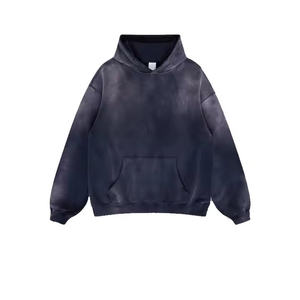 Sudadera con Capucha Oversize para Hombre, Estilo Tie-Dye, Algodón French Terry, Color Sólido, con Bolsillos, Estilo Otoñal - Product Image 1