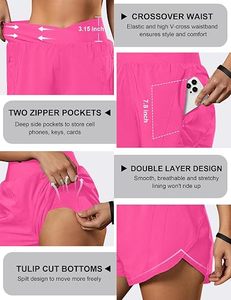 Best Quality Womens Mid <b>Elastic</b> <b>Waist</b> Sporty Running Shorts Lightweight Athletic Training Gym Drawstring Casual Wear 100% Cotton - Product Image 6