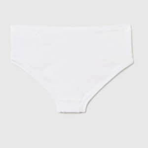 Braguitas de cintura media para mujer, 100% algodón, sin costuras, color blanco liso, estilo básico, lavables a máquina, tejido de punto. - Product Image 2