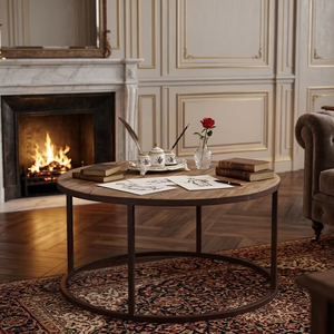 Ensemble de table basse portable minimaliste en teck massif de qualité supérieure, style scandinave contemporain, finition naturelle, meubles de salon - Product Image 3