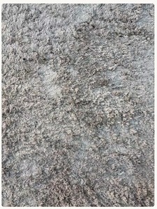 High Pile Grey- Beige Silk Rug: Soft Plush Modern Floor Carpet - Product Image 1