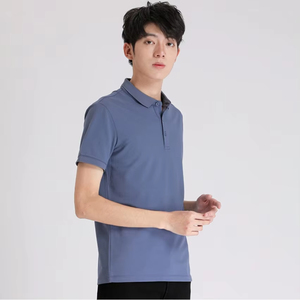 เสื้อโปโลผู้ชายสีพื้น แขนสั้น ทรงลำลอง สีน้ำเงิน ไซส์ปกติ - Product Image 3