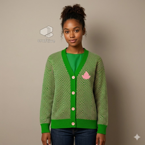 Alpha Kapa Alpha Sorority <b>Cardigan</b> <b>Sweater</b> Women's Embroidered Crest Button Front V-Neck Long Sleeve <b>Cardigan</b> Greek Life Apparel - Product Image 5