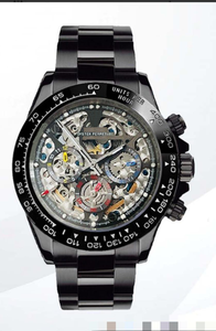 Reloj Mecánico con Acabado Negro, Esfera Esqueleto, Acero Inoxidable, Diseño de Lujo Oculto, Alta Calidad, Tacómetro Negro, Moderno y Vintage - Product Image 5