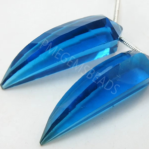 Tanzanite Blue Quartz Faceted Lady Finger Briolette Heart Pattern <b>Colored</b> Loose Lamp work Crystal Glass <b>Beads</b> For Jewelry Making - Product Image 3