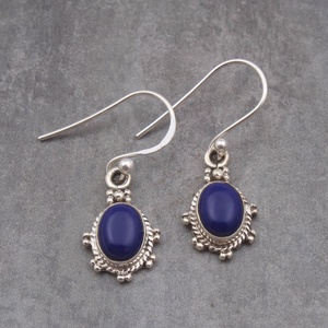 Wholesale Natural Lapis Lazuli Stone <b>Earrings</b> Handmade 925 <b>Silver</b> Plated Boho Vintage Dangle <b>Earrings</b> for Women Jewelry - Product Image 1
