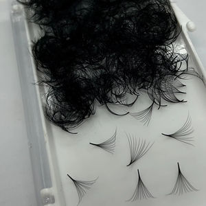10D <b>Premade</b> Volume <b>Fans</b> Short Stem Cashmere Matte Black Synthetic Hair Eyelash Extensions Private Label - Product Image 2