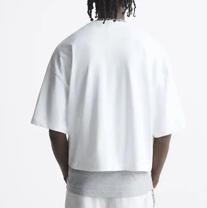 เสื้อยืดทรงบ็อกซี่แบบสั่งทำพิเศษ คุณภาพสูง ทรงครอปพอดีตัว ผลิตเสื้อยืดพร้อมสกรีนโลโก้ด้วยเทคนิค DTG ผ้าฝ้าย 100% เนื้อหนา เสื้อยืดผู้ชาย - Product Image 2