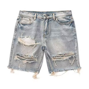 Shorts Desgastados para Hombre, Diseño Roto, Estilo Urbano Juvenil - Product Image 1