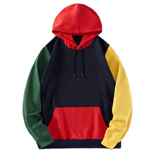 Sudadera con capucha extragrande de forro polar para hombre, con bloques de color, manga raglán, peso pesado, morado y negro, informal, para invierno - Product Image 1