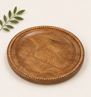 Assiette de présentation en bois perlé faite à la main, écologique, moderne, taille personnalisée, ronde, gravée, 100 pièces, luxe, pour mariage, hôtel, décoration de table
